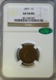 1877 INDIAN HEAD CENT - AU58BN BY NGC WITH CAC