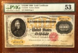 1900 $10,000 GOLD CERTIFICATE FR#1225h -- PMG AU-53