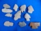 (11) OLD INDIAN OR NATIVE AMERICAN ARROW HEADS & PIECES OF ARROW HEADS-INTERESTING