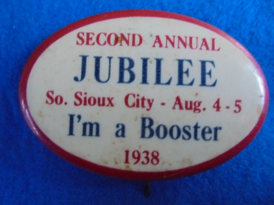 1938 JUBILEE PINBACK BUTTON FROM SOUTH SIOUX CITY NEBRASKA