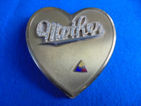 VINTAGE COMPACT WITH "MOTHER" AND AN ARMY EMBLEM--WW II ?