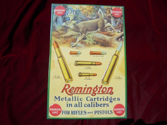 1991 REMINGTON ADVERTISING SIGN-10 3/4 BY 16 INCHES-NICE GRAPHICS