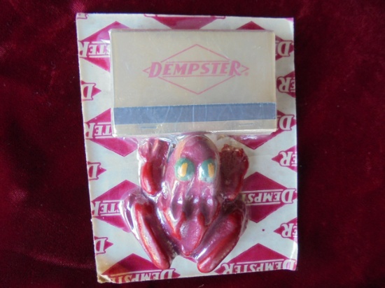 NEWER DEMPSTER ADVERTISING MATCHES AND CAST IRON FROG