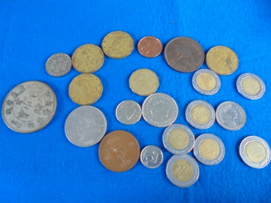 OVER 20 OLD WORLD COINS-SEE PHOTO FOR DETAIL
