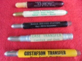 (5) OLD ADVERTISING BULLET PENCILS-USED