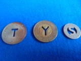 (3) OLD TOKEN COINS FROM DIFFERENT TRANSITS-N.Y & TUCSON & SIOUX FALLS