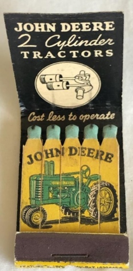 SUPER RARE - JOHN DEERE ADVERTISING MATCH BOOK - SHOUP & SONS - SUTHERLAND & HERSHEY, NEBRASKA