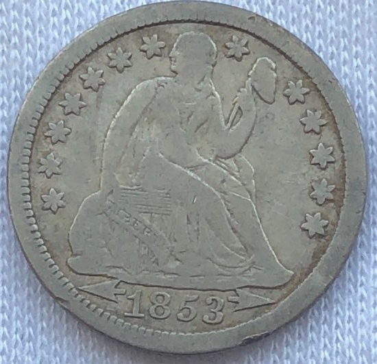 1853 Seated Liberty Dime With Arrows