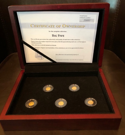 2019 Guinee 1/2 Gram Gold 1000 Francs "BIG 5" Gold Proof Coin Set --- Five Total Coins