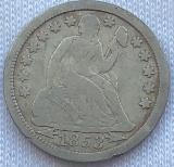 1853 Seated Liberty Dime With Arrows