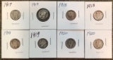 1917-1920 Mercury Dime Set - Philadelphia Mint