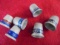 (6) OLD ALUMINUM THIMBLES WITH ADVERTISING