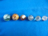 (6) OLD MARBLES WITH SOME SWIRL LOOK-SEE PHOTO'S