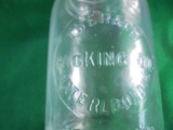 OLD FRUIT JAR WITH WIRE TOP  & ADVERTISING 