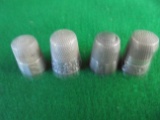 4 OLD STERLING MARKED THIMBLES SOME FANCY
