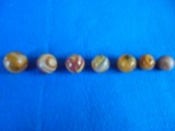GROUP OF (7) OLD BROWN TONE SWIRL LIKE MARBLES-PLAYED