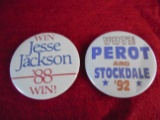 OLD PEROT & JESSE JACKSON POLITICAL PINBACK BUTTONS