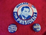 (3) OLD WALLACE POLITICAL BUTTONS