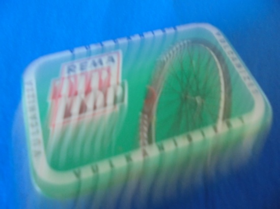 OLD "REMA BICYCLE REPAIR" ADVERTISING TIN WITH SOME CONTENTS