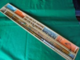 VINTAGE BAMBOO FISHING ROD WITH 5 SECTIONS-ALL IN A WOOD BOX WITH SOME TACKLE