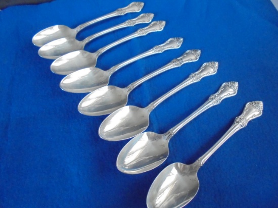 STERLING SET OF (8) TEA SPOONS IN "AFTERGLOW" PATTERN BY ONEIDA