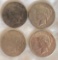 FOUR US PEACE DOLLARS -- 1923-S & 1926-S