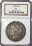 1893-O MORGAN SILVER DOLLAR - NGC G6