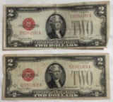 (2) SERIES 1928-G $2.00 RED SEAL NOTES