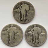 1928 P, D, & S STANDING LIBERTY QUARTER SET