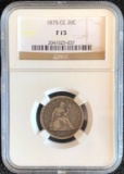 1875-CC SEATED LIBERTY TWENTY CENT PIECE - NGC F-15