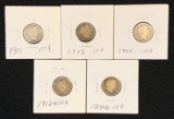 SET OF (5) UNITED STATES BARBER DIMES