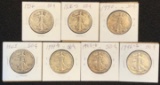 SET OF (7) WALKING LIBERTY HALF DOLLARS