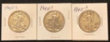 1943-1945 SAN FRANSICO MINTED WALKING LIBERTY HALF DOLLARS