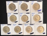 SET OF (10) KENNEDY HALF DOLLARS - (7) ARE 40% SILVER