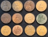 SET OF (12) GREAT BRITIAN LARGE CENTS