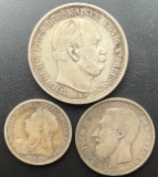 THREE EARLY SILVER FOREGIN COINS -- ALL FROM THE 1800'S