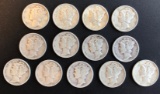 SET OF (13) MERCRUY DIMES