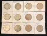 SET OF (12) FRANKLIN HALF DOLLARS