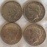 FOUR US PEACE DOLLARS -- 1922, 1922-S, & 1922-D