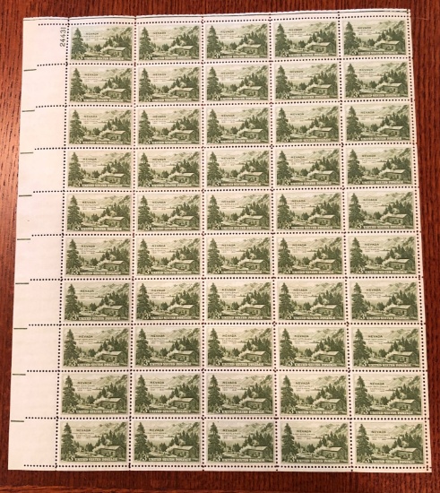 United States "Nevada - First Settlement Centennial" 3 Cent Postage Stamp Sheet