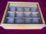 NICE OLD OAK STORE DISPLAY BOX WITH DRAWER-11 BY 14 INCH TOP