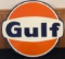 NEWER DOUBLE SIDE GULF OIL PORCELAIN SIGN