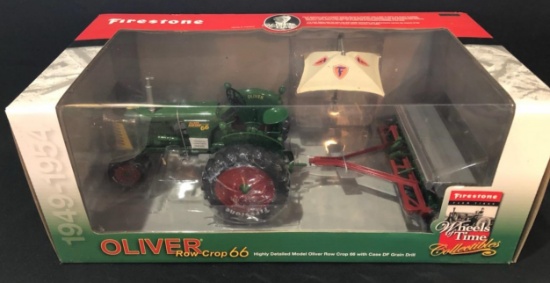 OLIVER ROW CROP 66 TRACTOR WITH CASE GRAIN DRILL - FIRESTONE AG LIMITED EDITION