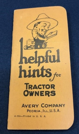 AVERY COMPANY - HELPFUL HITS FOR TRACTOR OWNERS - POCKET BOOK