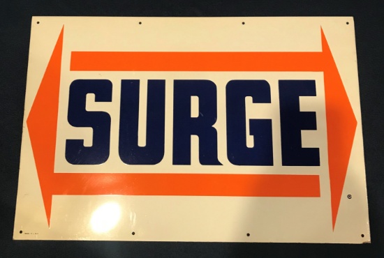 NEW OLD STOCK SURGE METAL ADVERTISING SIGN