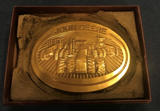 JOHN DEERE FOUR WHEEL DRIVE BRASS BELT BUCKLE--COPYRIGHT 1981