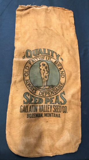 OLD FAITHFUL BRAND SEED PEAS BURLAP SACK