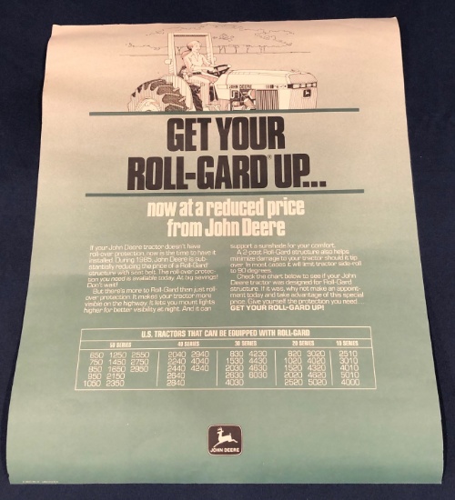 JOHN DEERE "GET YOUR ROLL-GUARD UP..." ADVERTISING POSTER