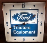 FORD TRACTORS & EQUIPMENT ADVERTISING LIGHTED CLOCK