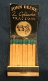 JOHN DEERE 2 CYLINDER TRACTORS MATCH BOOK WITH FOUR-LEGGED DEER FROM H & L SUPPLY--LOUP CITY, NEBR